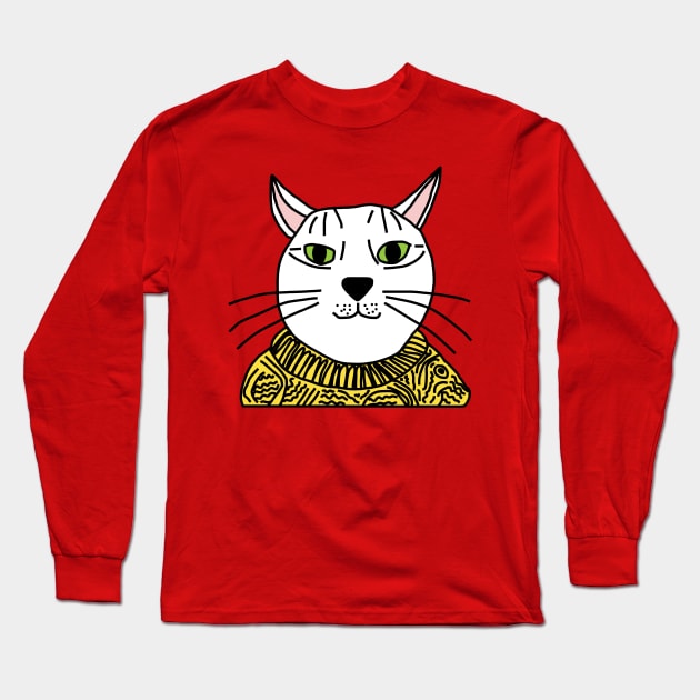 Portrait of Yellow Sweater Cat Long Sleeve T-Shirt by ellenhenryart